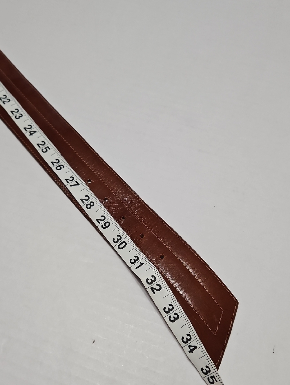 Cipriani Italian Saddle Leather Brown Wide Belt with Contrast Stitching Size M - Picture 7 of 9